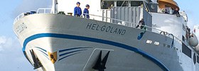 Die Fähre "Helgoland" erfüllt die EEDI-Anforderungen und wurde u.a. dafür mit dem blauen Engel ausgezeichnet. © P. Langenbuch / BG Verkehr