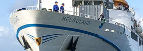 The ferry "Helgoland" was awarded the plaque "blauer Engel" for meeting the EEDI requirements among other environmental achievements © P. Langenbuch / BG Verkehr