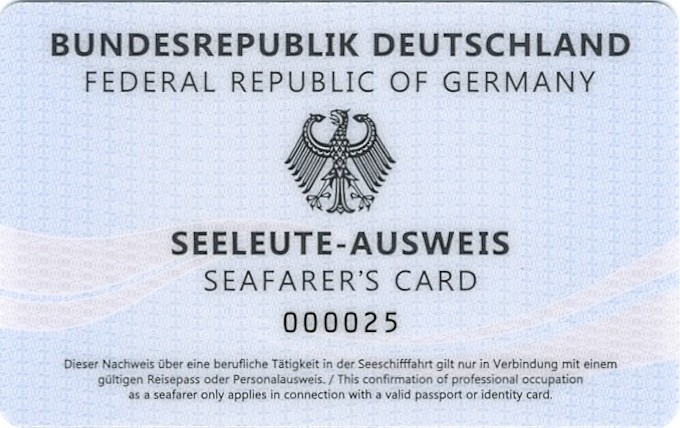 German seafarer's card (sample back)